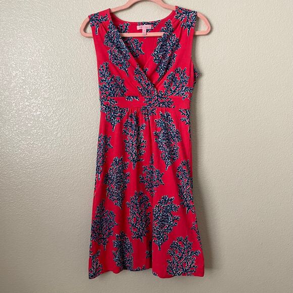 Lilly Pulitzer Dress Womens Size XS Pink Blue Mini Coral Reef Jersey Knit Beach - Picture 3 of 11